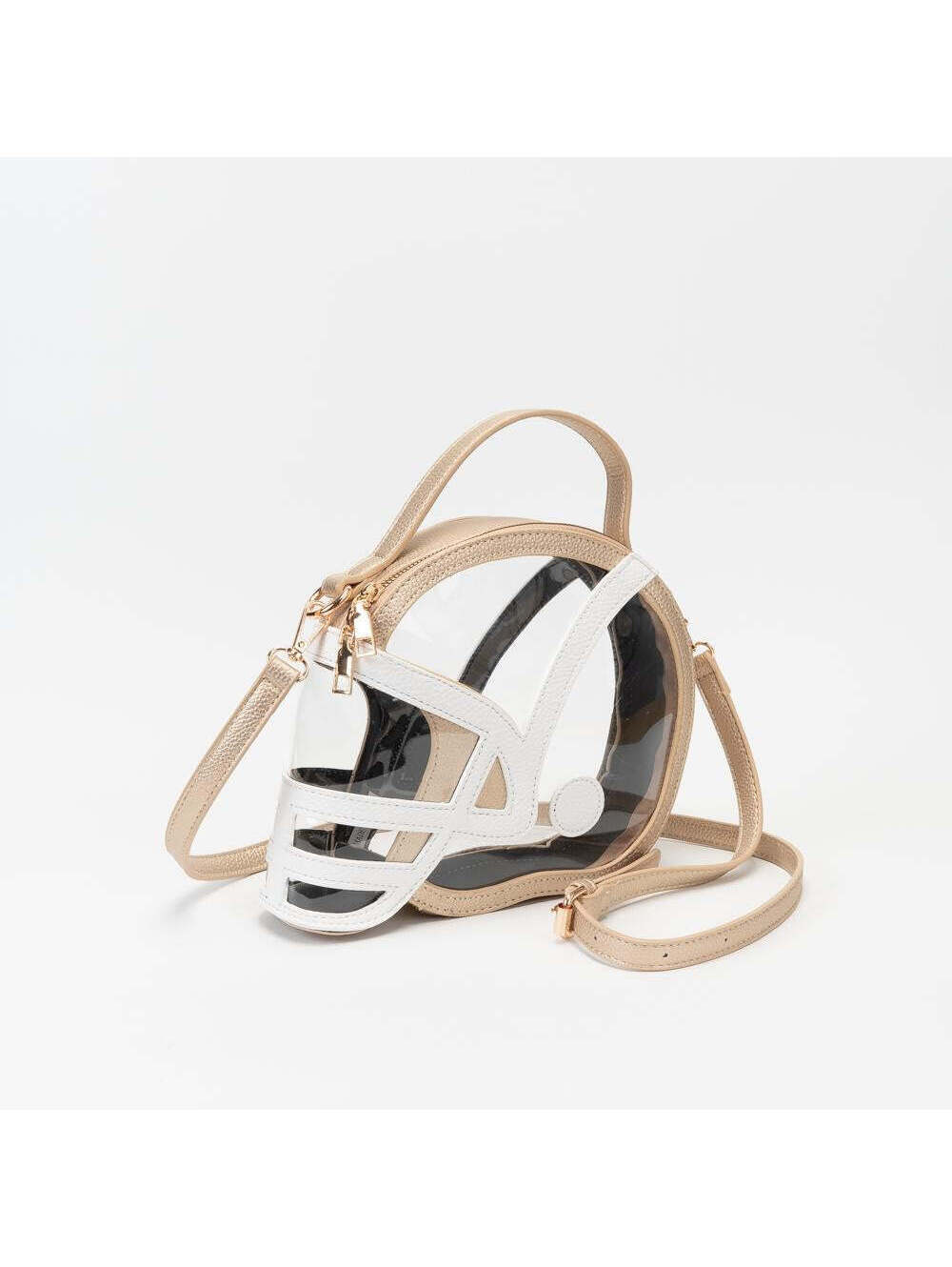 Clear Football Helmet Crossbody Bag Stadium Game Day Purse Gold Trim